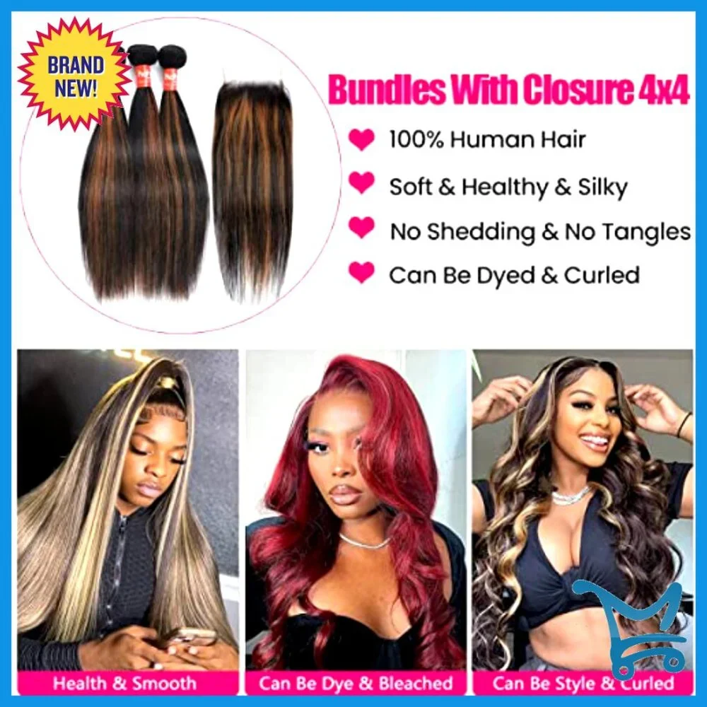 10A Remy Virgin Human Hair Extensions 3 Bundles with 4x4 Lace Closure - Picture 6 of 6
